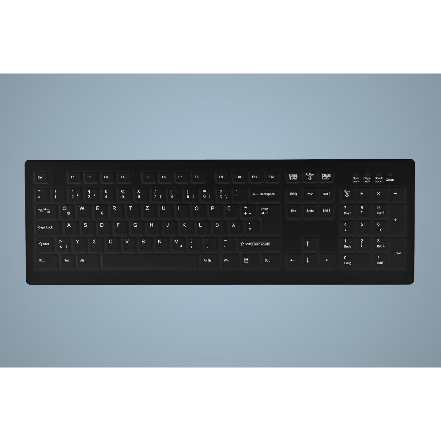 Tastierë Pa kabllo Contour Design Active Key AK-C8100 / Full-Size / Membrane / QWERTZ / RF 2.4 GHz / 105 Taste / Medicale - Zezë - 2