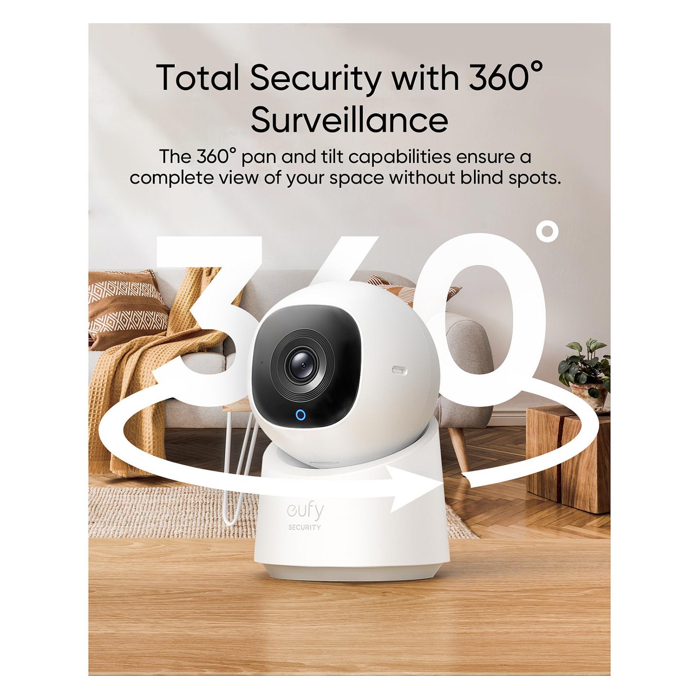 Kamerë Sigurie IP CCTV Anker Eufy C220, 2K, 2.8 mm, 100°, 360°, Wi-Fi 2.4 GHz, IR 10 m, MicroSD 128 GB - Bardhë - 7