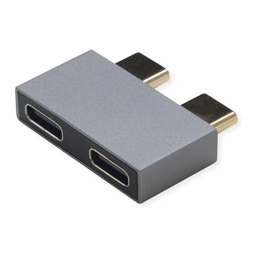 Adapter ROLINE 12.03.2945 / 2x USB-C në 2x USB-C / USB 3.2 Gen 2 / 10Gbps – Argjend