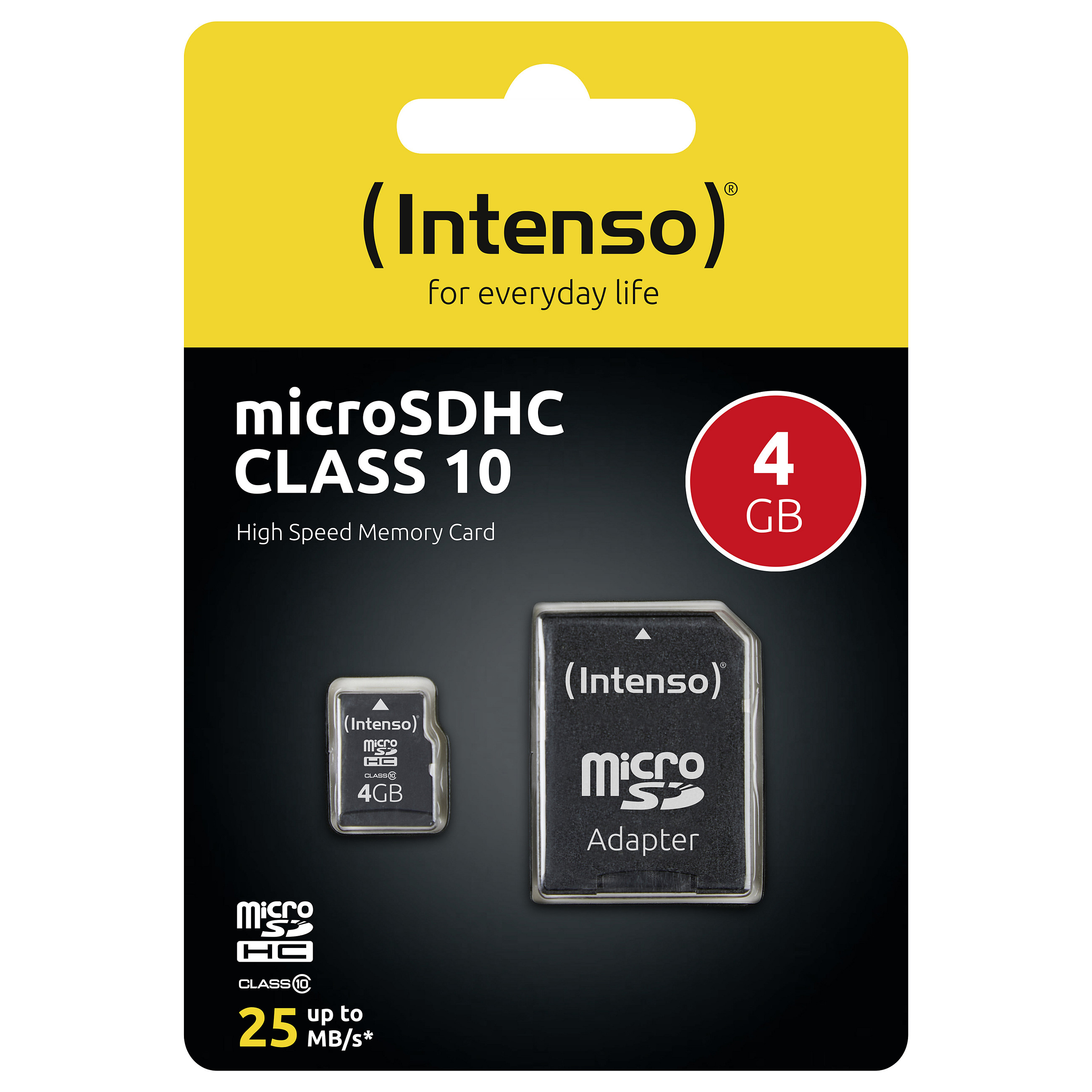 Kartë Memorie SD CARD 4GB Intenso 3413450 MicroHC Class 10 20MB/s inkl. Adapter - 4