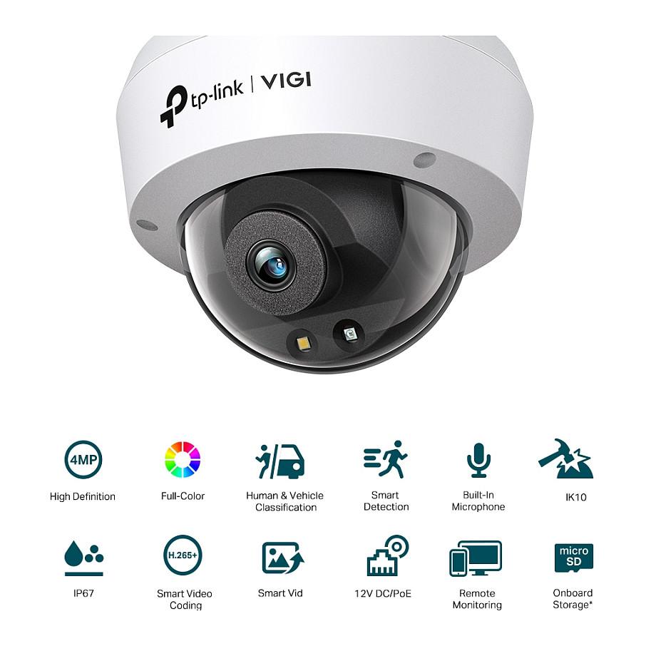 TP-Link VIGI C240, Kamera IP Dome, 4MP, 2.8mm, Full-Color 24/7, PoE, IP67, IK10 – Bardhë/Zezë - 2