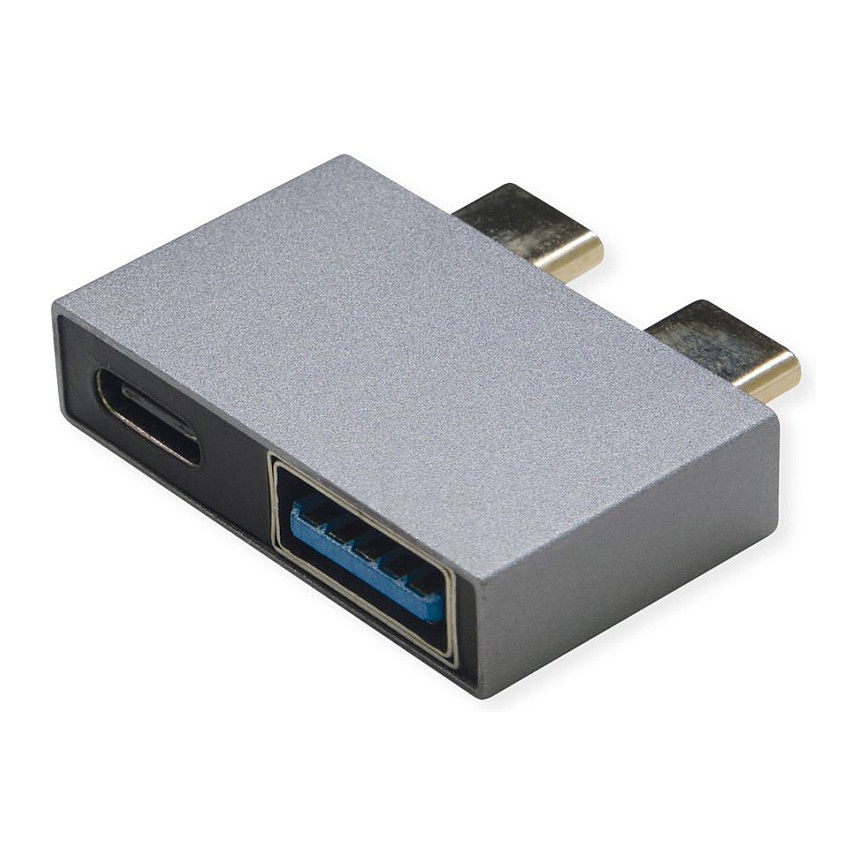 Adapter ROLINE 12.03.2946 / 2x USB-C në USB-A + USB-C / USB 3.2 Gen 2 / 10Gbps – Argjend