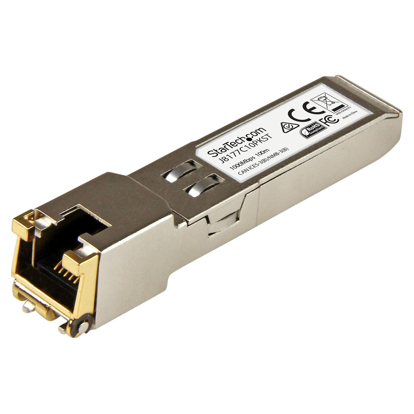 Transceiver SFP StarTech.com J8177C10PKST, 1Gbps, 1000BASE-T, RJ45, deri në 100m, Paketim 10 copë 