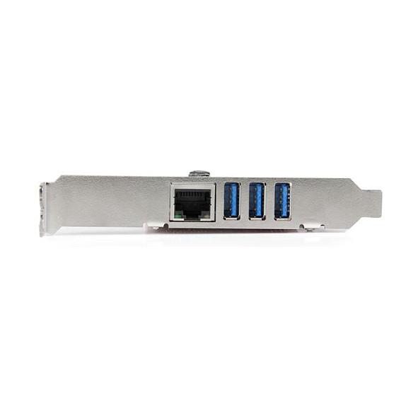 Kartë Zgjerimi StarTech.com PEXUSB3S3GE, 3x USB 3.2 Gen 1, 1x RJ45 Gigabit Ethernet, PCIe 2.0 x1 – Kuqe - 3