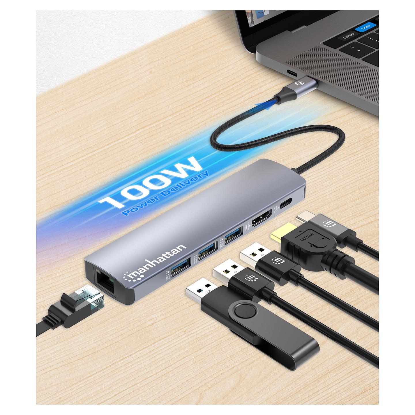 Docking Station Manhattan 153959 / 3x USB-A / USB-C / HDMI / Gigabit Ethernet / 100W PD – Argjend - 7