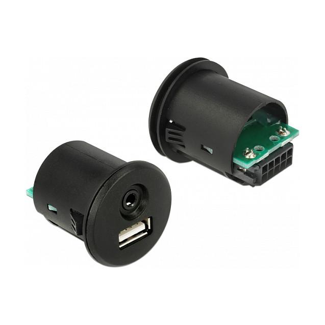 Kabllo USB DeLOCK 85718, USB Type-A mashkull në USB Type-A femër, audio 3,5 mm me 4 pina, header 10-pin, 1,5 m - Zezë - 3