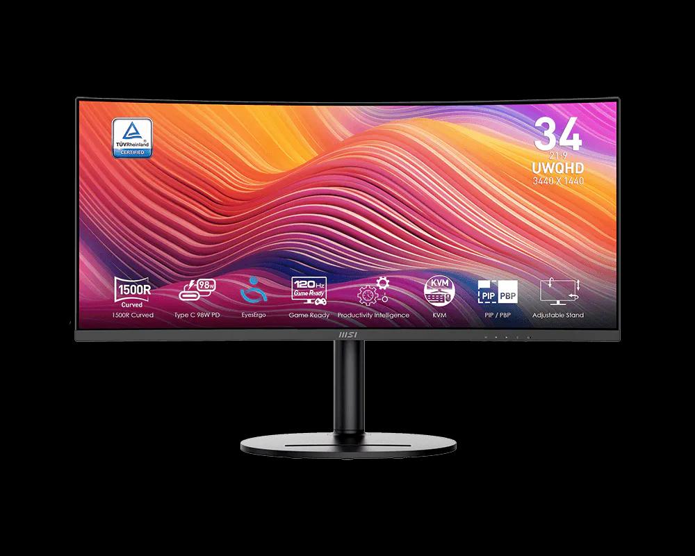 Monitor MSI Modern MD342CQPDE, 34", UWQHD VA Curved, 120Hz, 1ms, 2xHDMI+DP+USB-C - Zezë