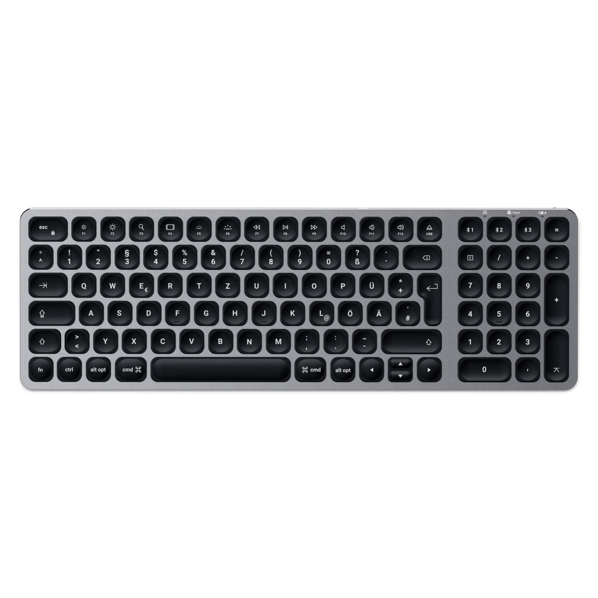 Tastierë Pa kabllo Satechi Aluminium BT Backlit / QWERTZ DE / Bluetooth 5.0 / NumPad / USB-C - Hiri