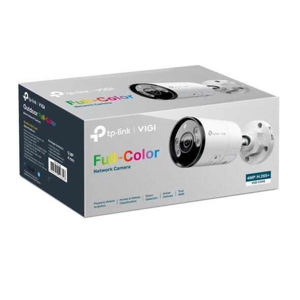 TP-Link VIGI C345 4MP – Full-Color Bullet Outdoor, 4mm, 80.4° FOV, IR/White Light 30m, AI, 2-Way Audio, PoE, IP67 - 4