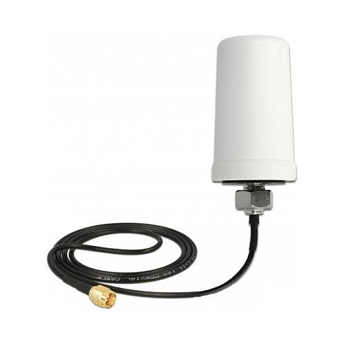 Antena për rrjet Delock 89486, Wi-Fi 2.4/5GHz, 1.4–3dBi, Omnidireksionale, SMA Male, ULA100 1m - Bardhë - 1