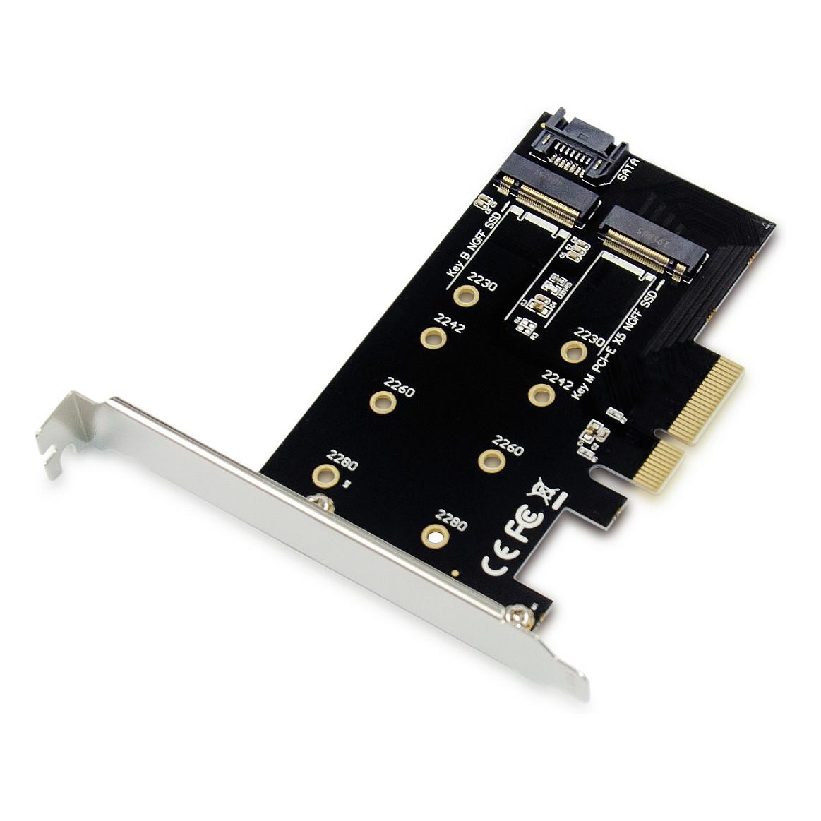 Kartë Zgjerimi Conceptronic EMRICK04B, PCI Express 3.0 x4, 1x M.2 SATA + 1x M.2 NVMe, 2230/2242/2260/2280, deri 32GT/s, Low Profile - Zezë