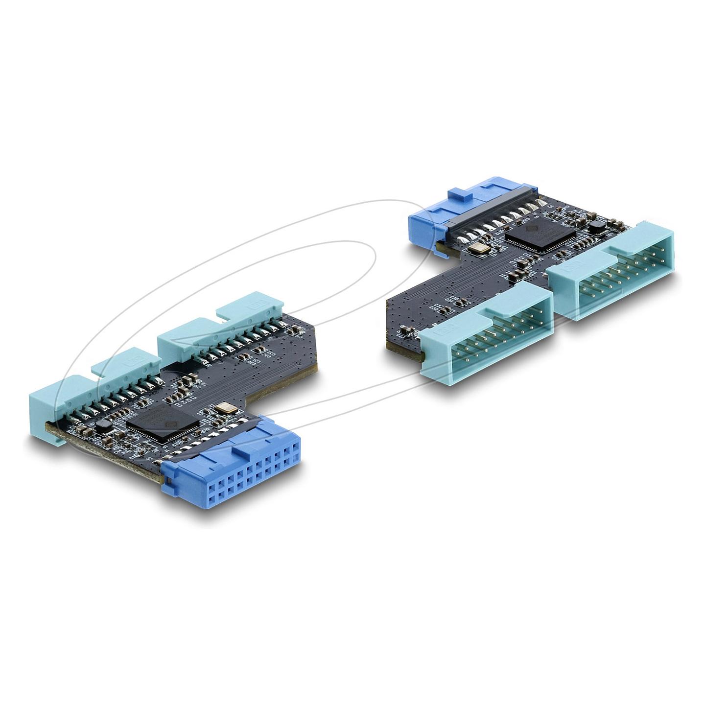 Hub DeLOCK 67341 , USB 5Gbps , 20-pin Header Femër në 2x 20-pin Header Mashkull , GL3510 , 5V , 0.9A - 2