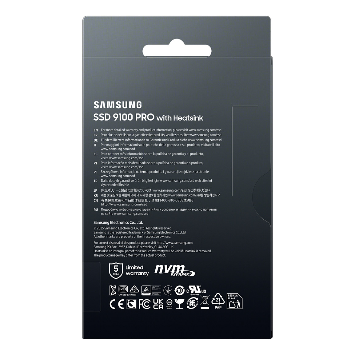 SSD e Brendshme Samsung 9100 PRO 2TB Internal M.2 NVMe PCIe 5.0 SSD with Heatsink – 14,800 MB/s Read, 13,400 MB/s Write, Gaming - 14