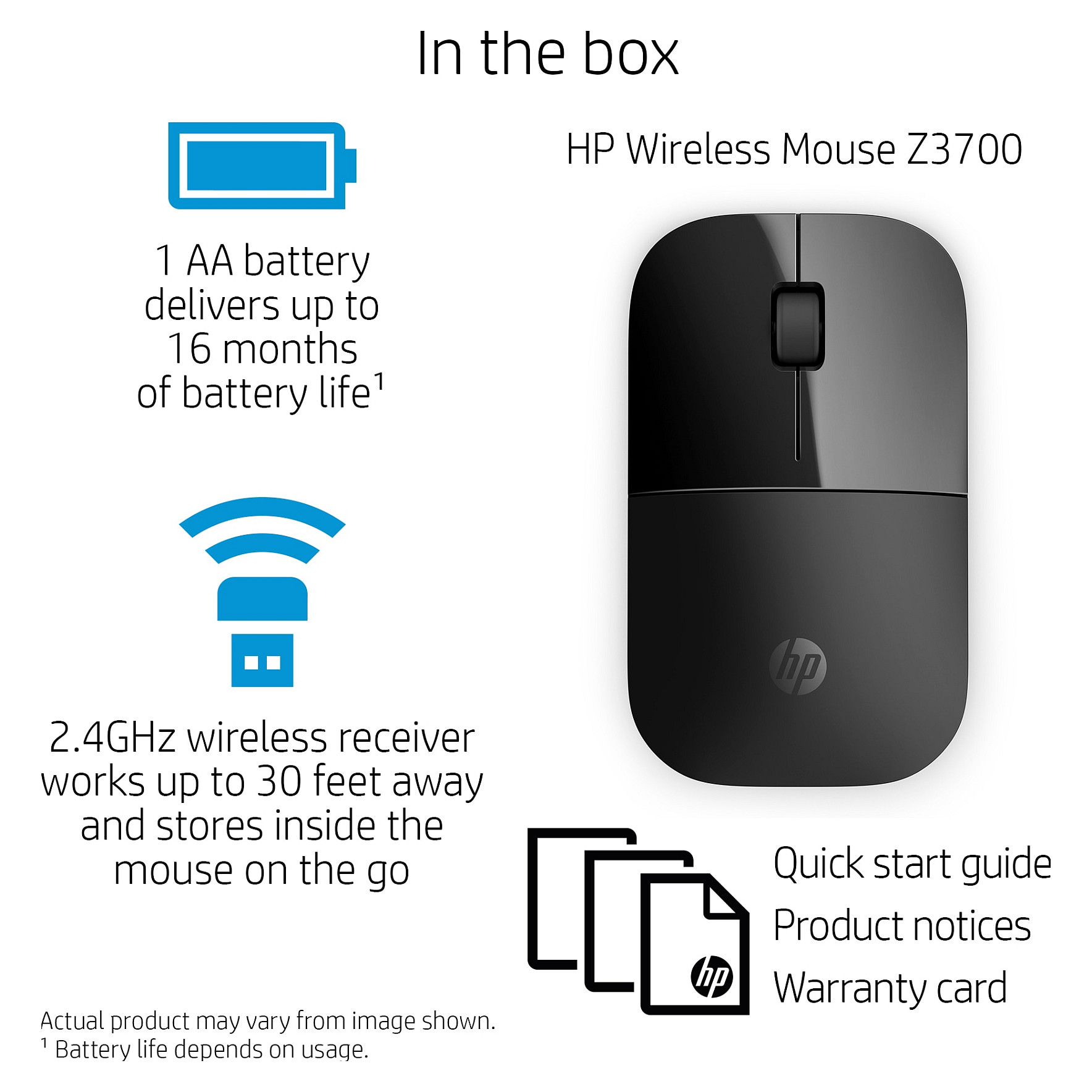 HP Z3700 Black Wireless mouse - 8