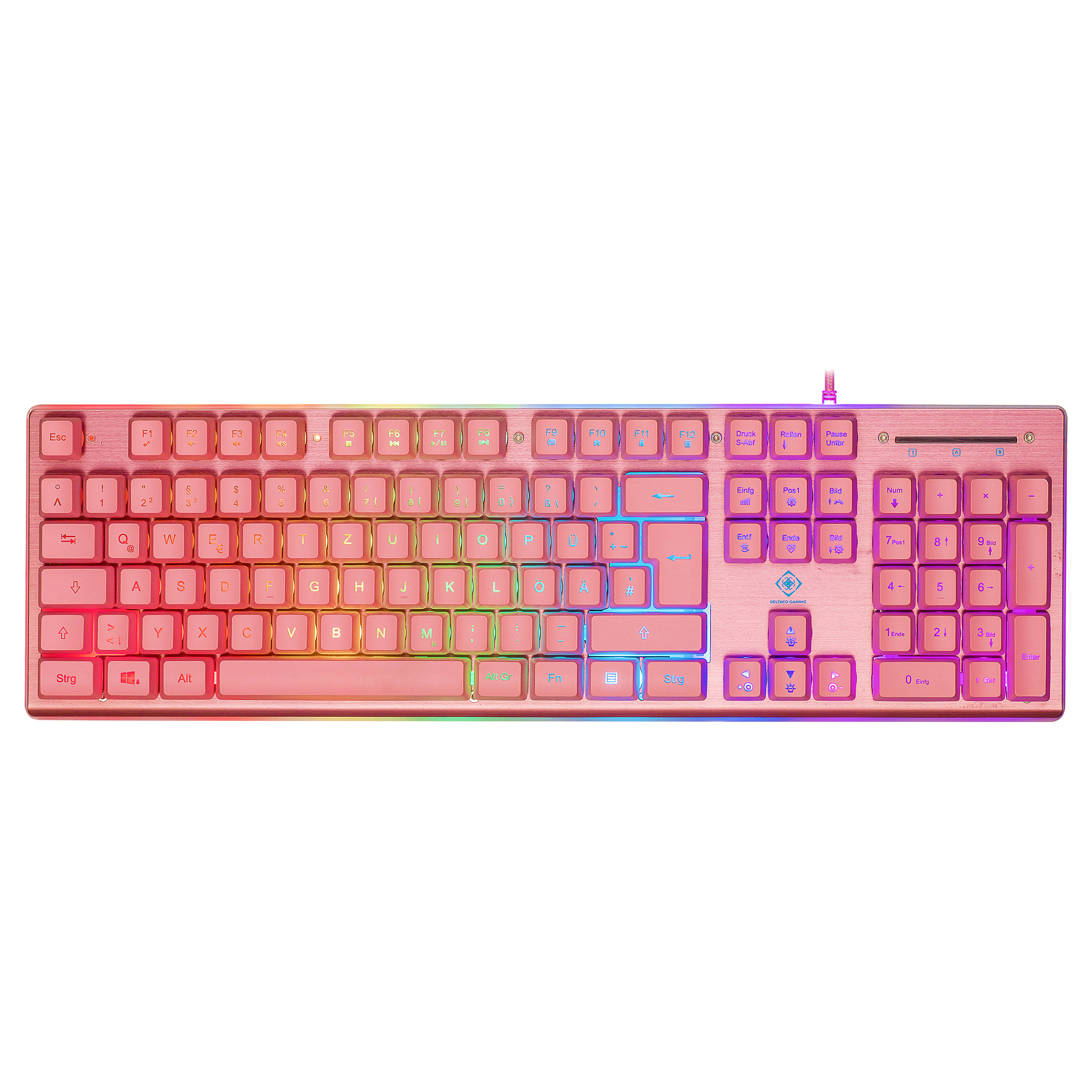 Tastierë Gaming Deltaco RGB Wired / QWERTZ – Rozë - 1