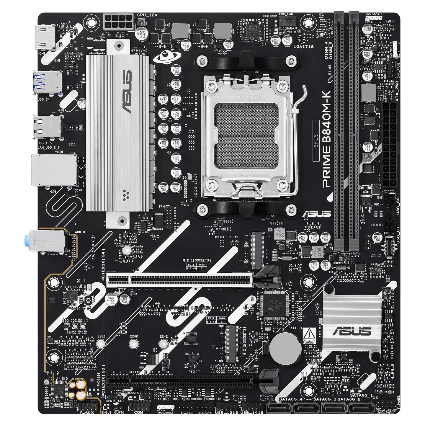 Pllakë Amë MB AMD ASUS PRIME B840M-K, AM5, B840, DDR5, mATX, 2.5GbE LAN, HDMI - 2