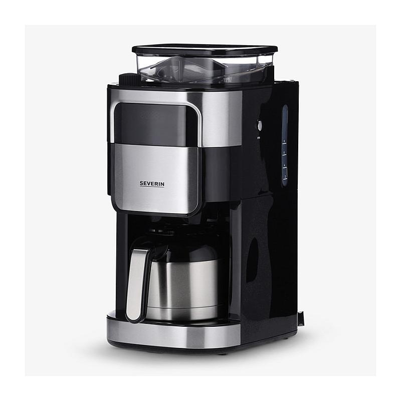 Aparat për Kafe me Filtër Severin KA 4814, 1000 W, Mulli i Integruar, 1.25 L, Kanë Termike – Argjend/Zezë