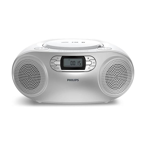 CD Player portativ Philips TAZ2000S/10, 3 W RMS, Përforcim dinamik i basit, Ekran LCD me ndriçim të bardhë, Antenë e jashtme - Argjend