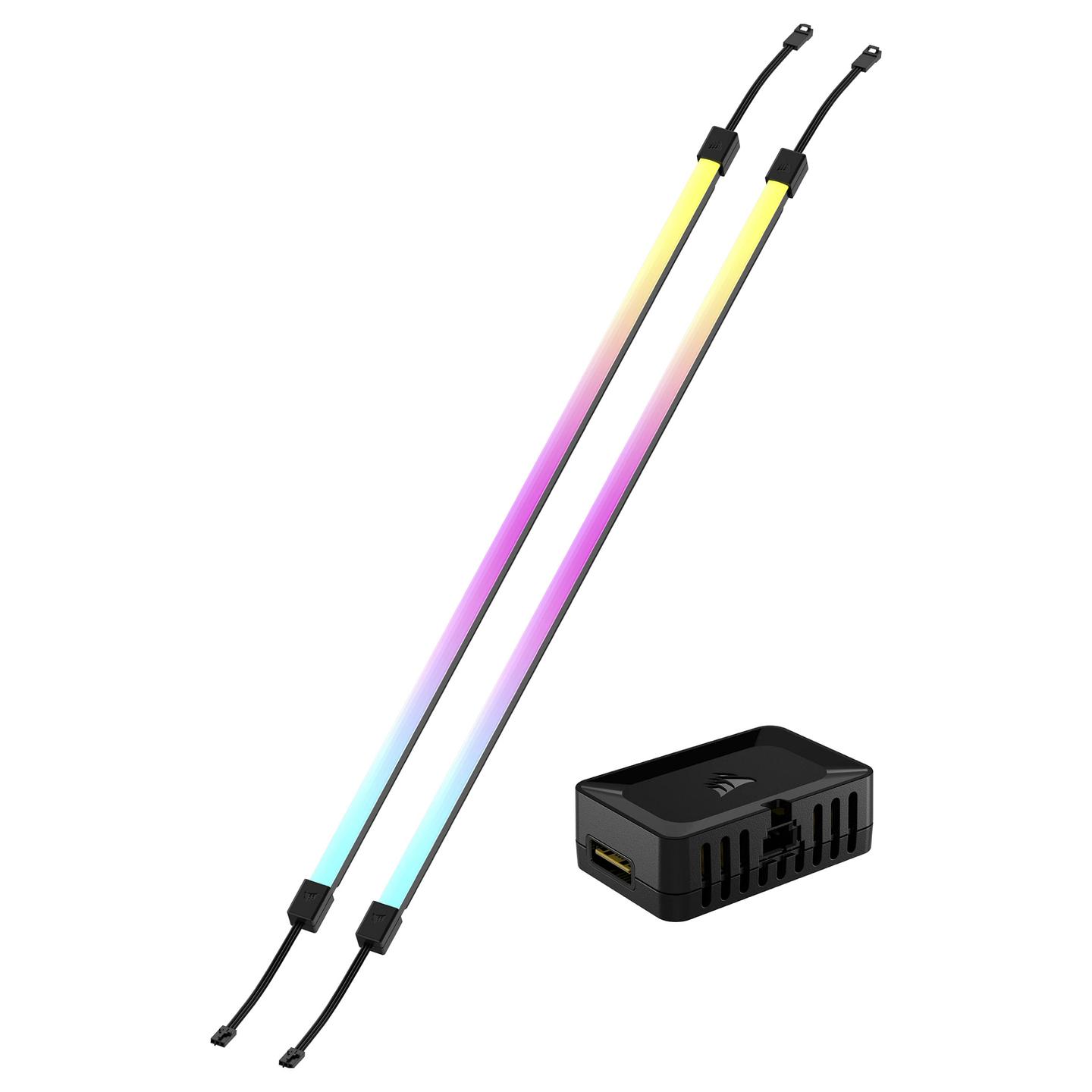 Shirit Ndriçimi për Kasë CORSAIR iCUE LINK LS350 Aurora, 2 Copë, 350mm, 40 LED RGB për Shirit, Magnetik - Zezë