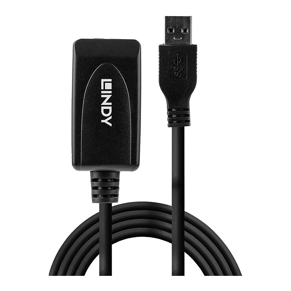 Kabllo USB LINDY 43155, USB 3.0, USB-A Mashkull në USB-A Femër, 5Gbps, 5m, Zgjatuese Aktive - Zezë - 2
