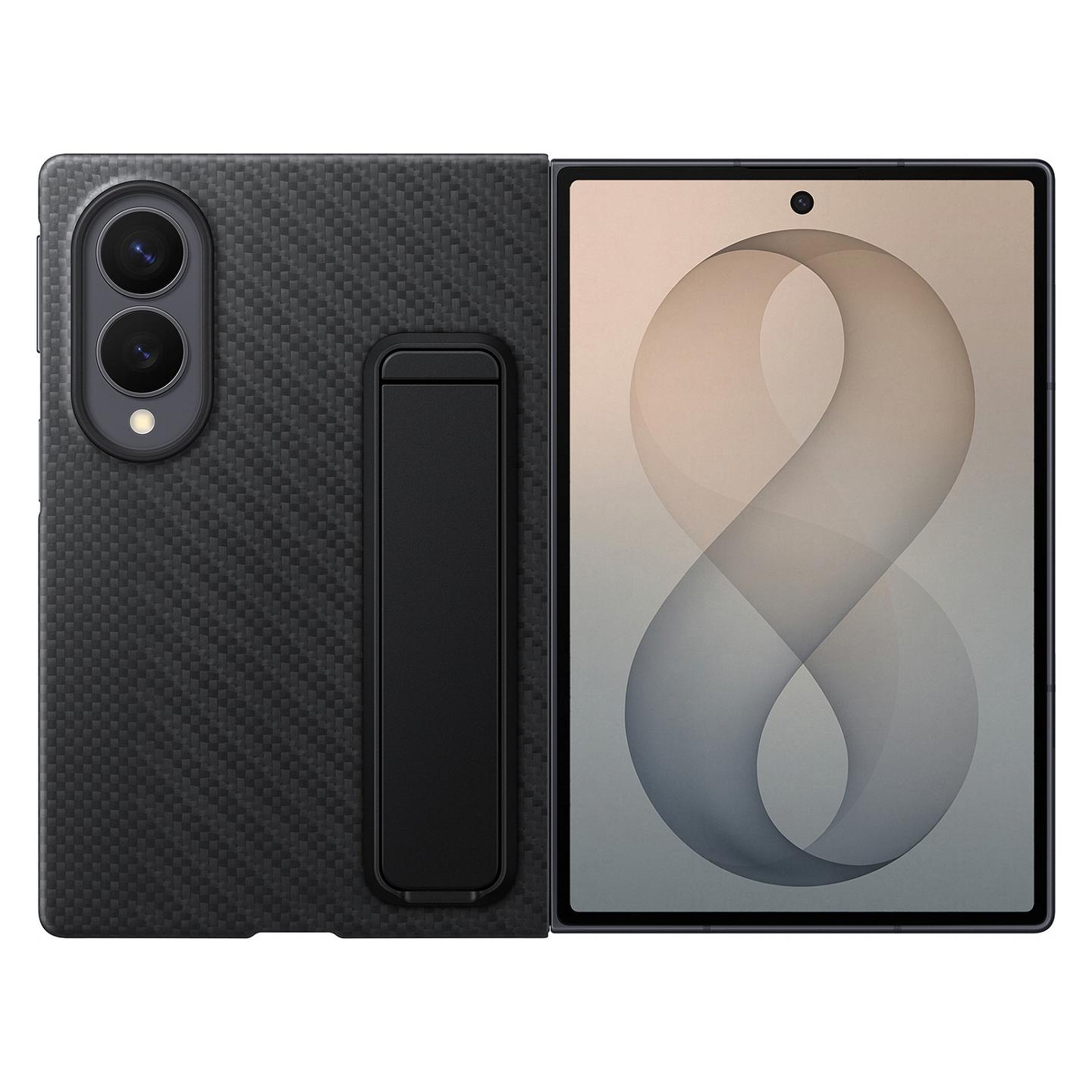 Aksesorë për telefon Samsung EF-XF971SBEGWW / Carbon Standing Case / Carbon Fibre / Built-in Stand / Galaxy Z Fold8 - Zezë - 1