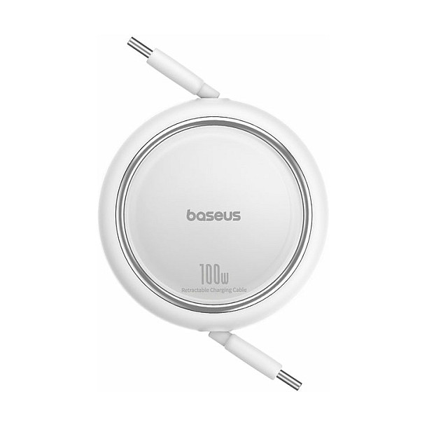 Kabllo USB Baseus Free2Pull / USB-C në USB-C / 100W / 480Mbps / Retractable / 1m – Bardhë - 3