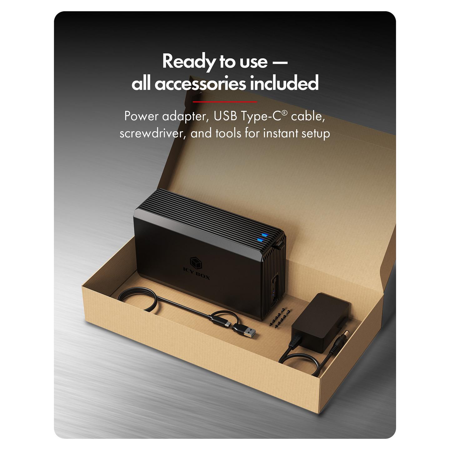 Këllëf për Disqe ICY BOX IB-RD3720-CU3 / 2.5"/3.5" / SATA II/III / RAID 0,1 / 5Gbps / USB Type-C - Zezë - 7