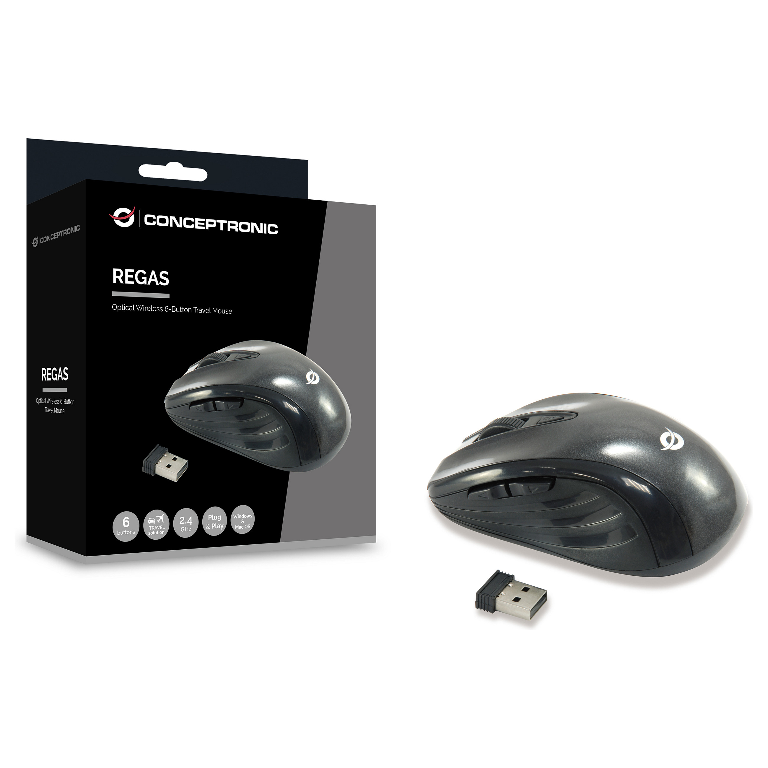 Maus pa Kabllo Conceptronic Optical 6-Button / Travel – Zezë - 5