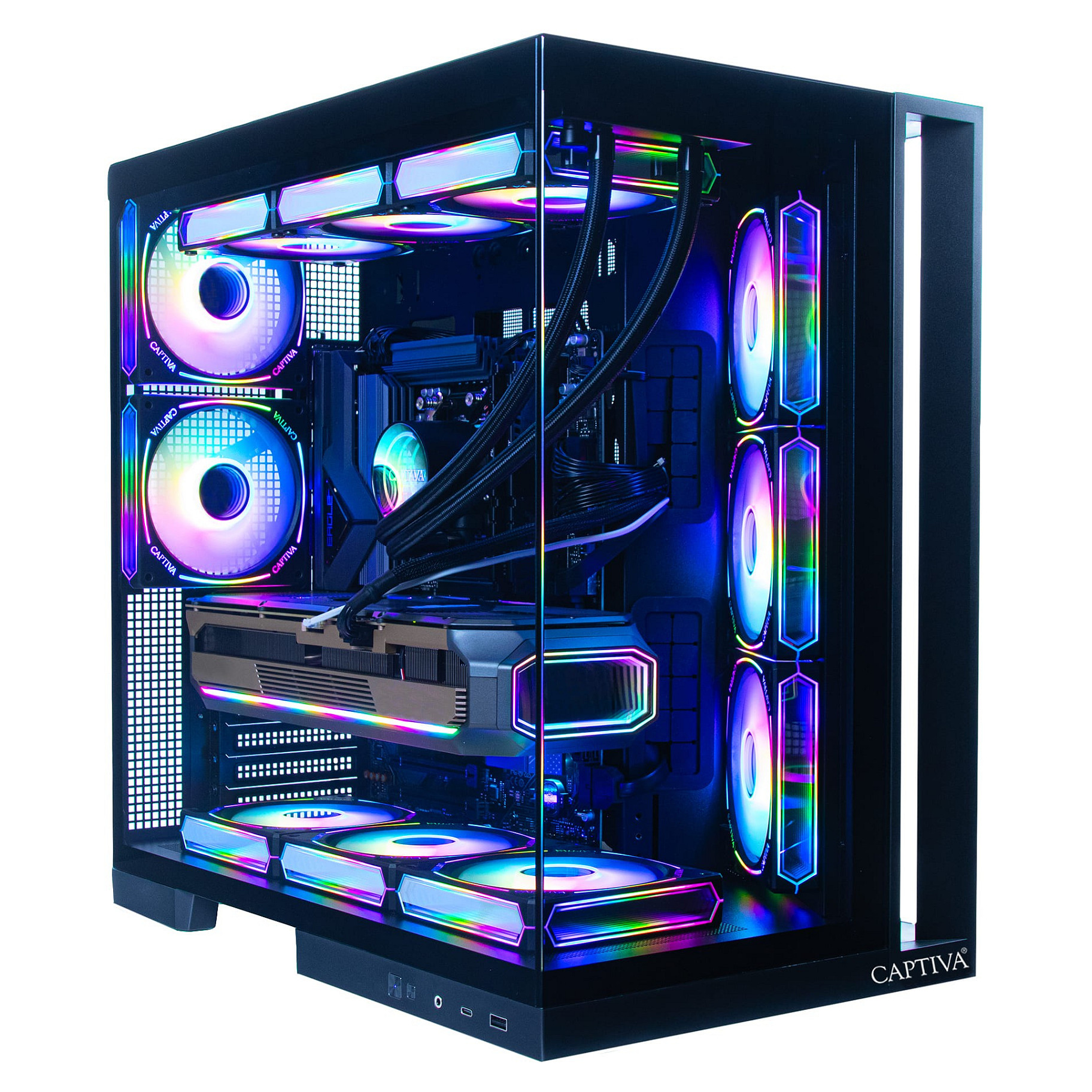 Kompjuter Gaming Captiva Highend Gaming I90-064 / Intel Core i9-14900KF / 64GB DDR5 / 2TB / RTX 5070 12GB - Zezë
