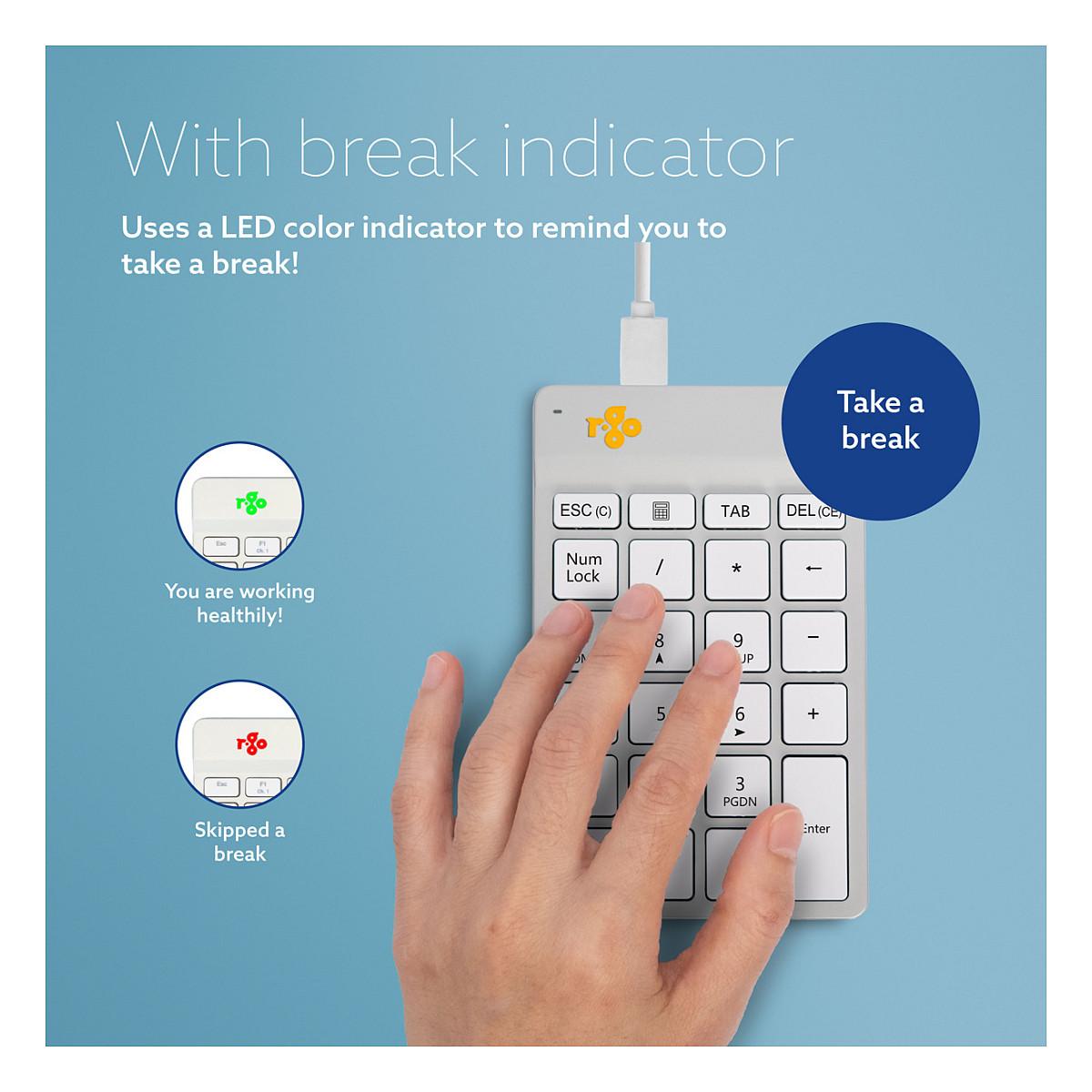 Tastierë Numerike me Kabllo R-Go Tools Numpad Break / RGOCONMWDWH / Scissor / Break Indicator / USB-C – Bardhë - 4