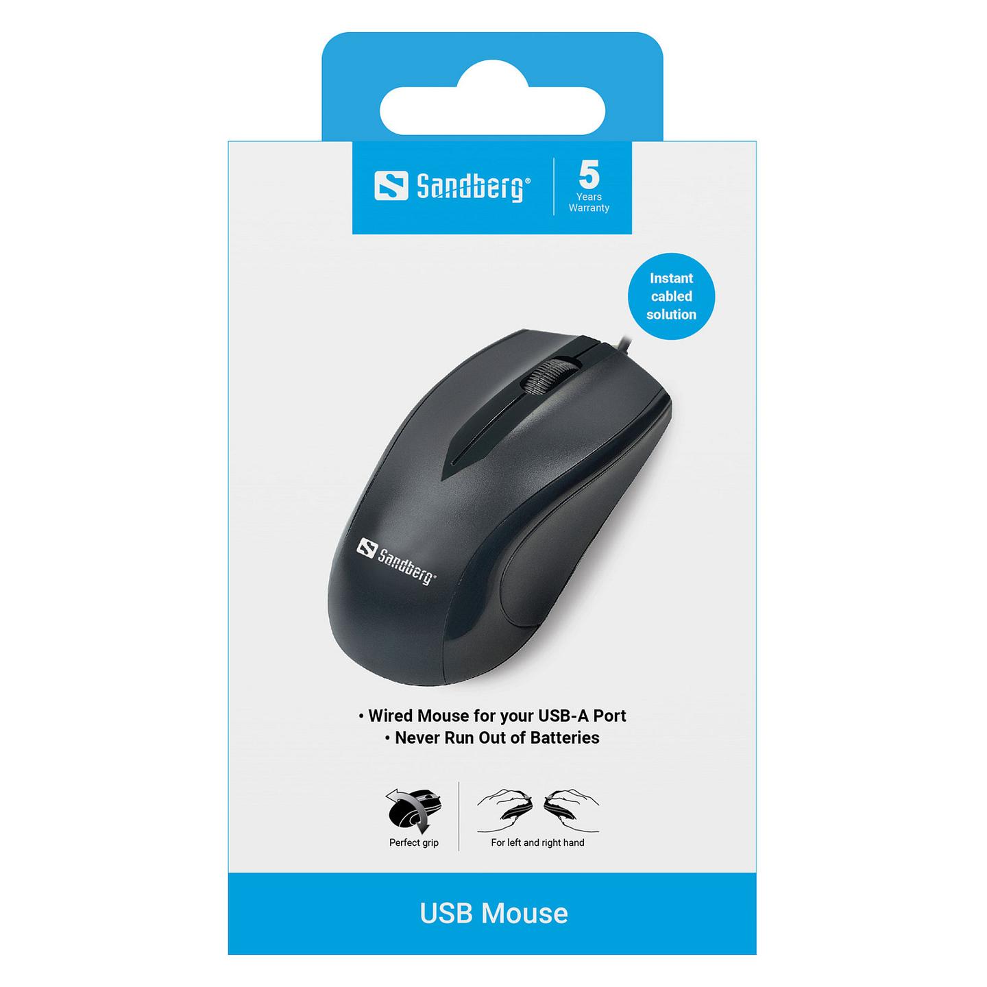 Maus me kabllo Sandberg USB Mouse / USB / 1200 DPI / 3 Butona / 1.5m - Zezë - 2