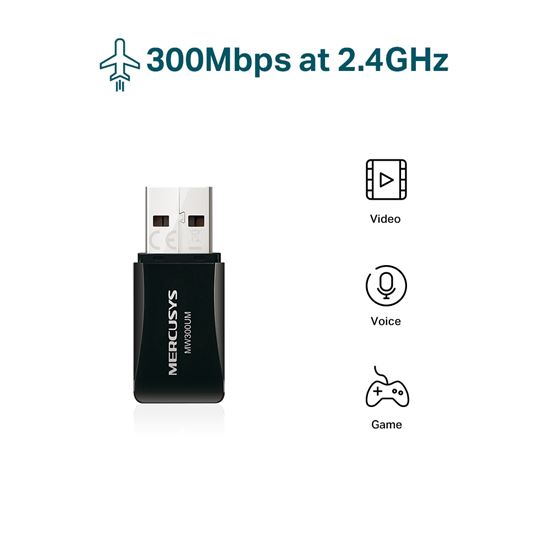 Mercusys N300 Wireless USB Adapter MW300UM WiFi 4 300Mbps Mini Dongle - 3