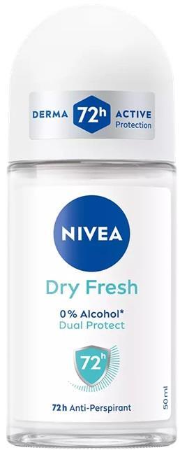 Deodorant Roller NIVEA Dry Active / 72H Mbrojtje / 0% Alkool / 50 ml