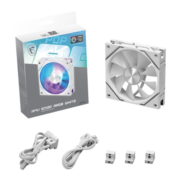 Ftohës për Kasë MSI MPG EZ120 / 120mm / 1900 RPM / PWM / ARGB – Bardhë - 3