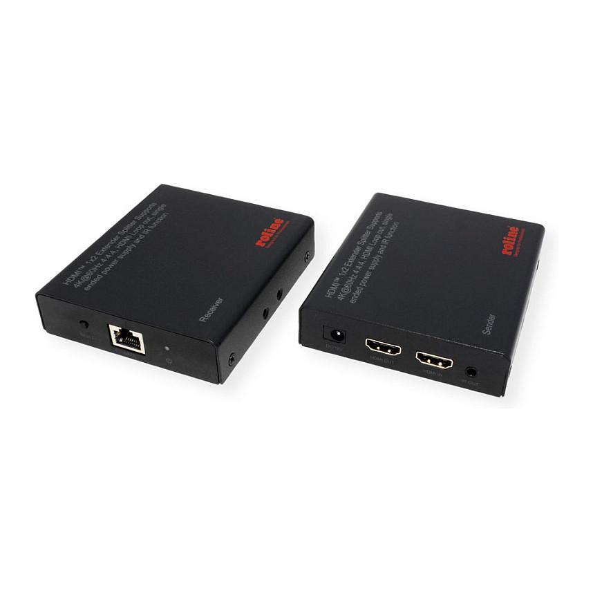 Extender dhe Splitter HDMI ROLINE 14.01.3643, 1 hyrje dhe 2 dalje, Cat.6A, 4K UHD 60 Hz, deri në 70 m, HDR, IR - Zezë - 2