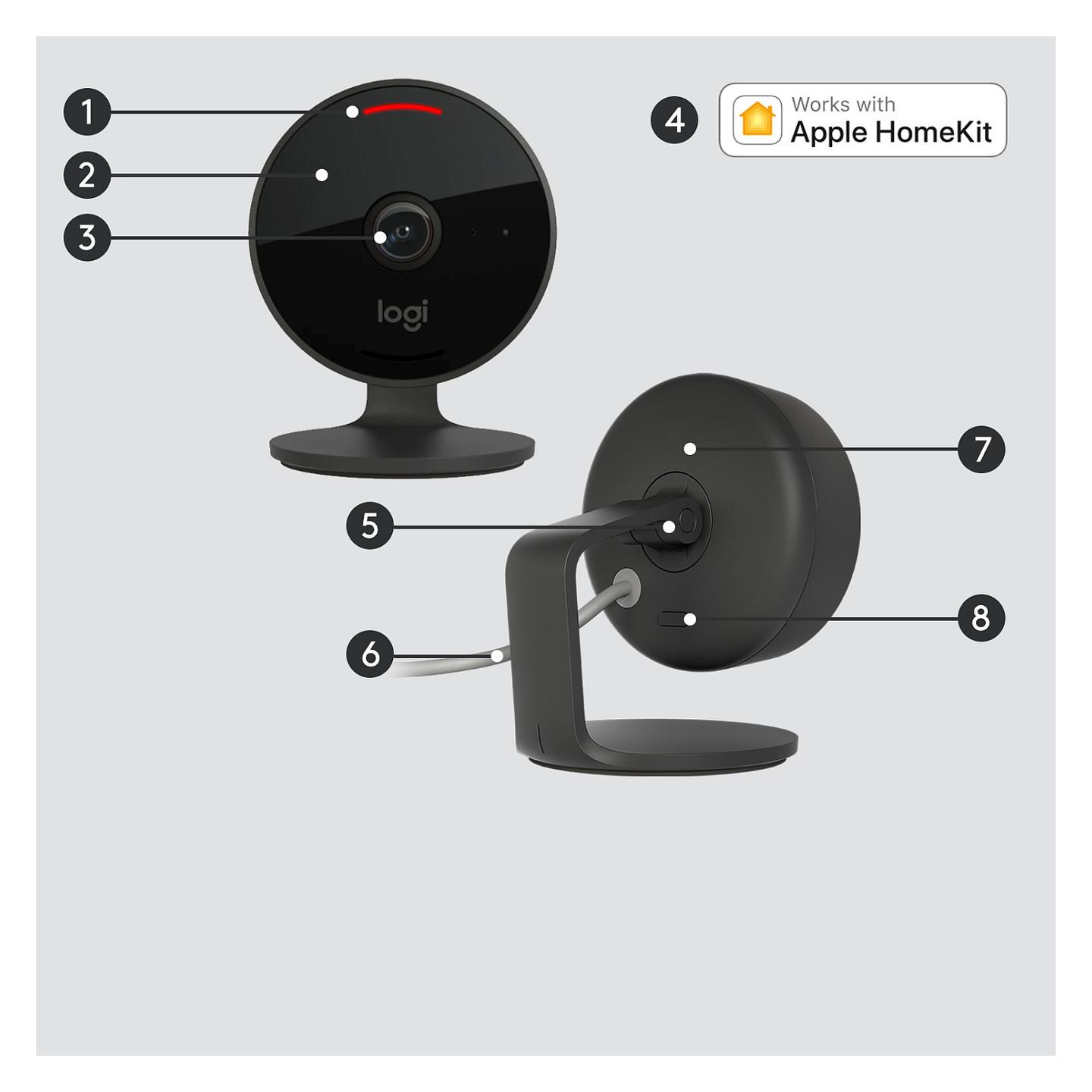 Kamerë Sigurie IP CCTV Logitech Circle View, 1080p, Wi-Fi, 180°, Night Vision, IP64 - Zezë - 7
