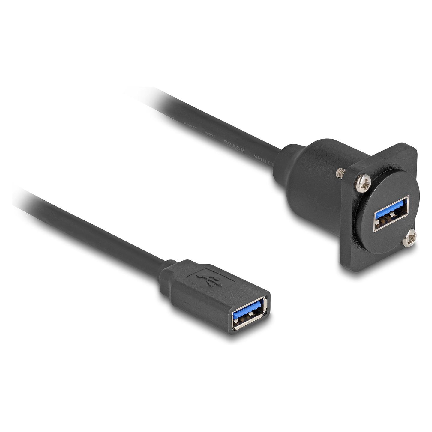 Kabllo USB D-Type DeLOCK 87983, USB-A në USB-A, 20cm, USB 5 Gbps - Zezë - 1