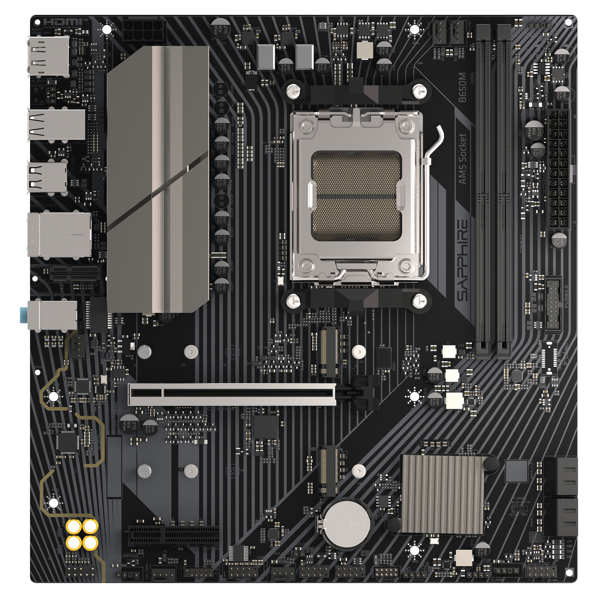 Pllakë Amë AMD AM5 SAPPHIRE B650M-E / DDR5 / MicroATX / HDMI+DP - 1