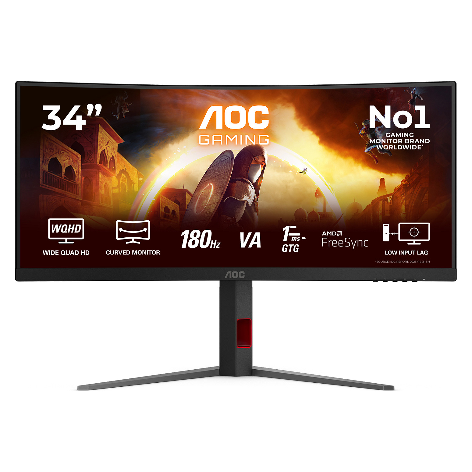 Monitor Gaming AOC G4 CU34G4 / 34" / UWQHD Fast VA Curved / 180Hz / 1ms / HDMI+DisplayPort - Zezë/Kuqe