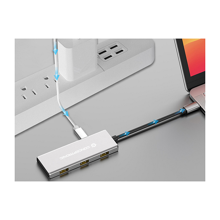 Hub Udhëtimi CONCEPTRONIC 7-në-1 USB-C në 3xUSB-C/3xUSB-A - Hiri - 10