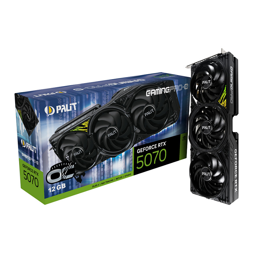 Kartelë Grafike NVIDIA GeForce RTX 5070 Ti / 16GB GDDR7 / 256-bit / Palit GamingPro-S OC / 3 Fans - Zezë - 10