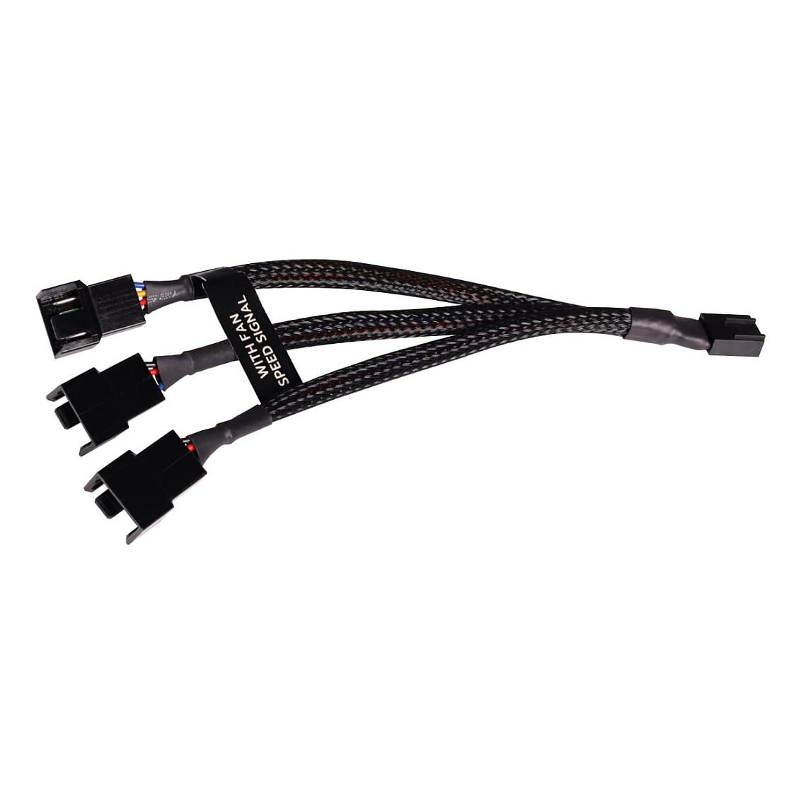 Splitter PWM Alphacool, 4-Pin në 3x 4-Pin, 15 cm – Zezë