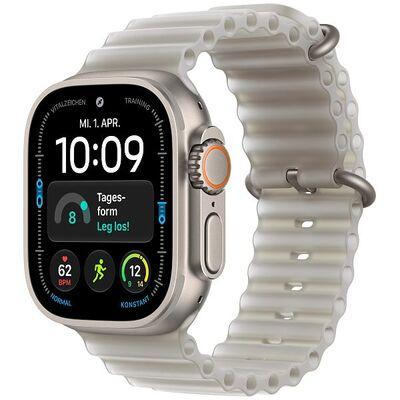 Apple Watch Ultra 4, 49mm, GPS + Cellular, Natural Titanium, Translucent Grey Ocean Band - 1
