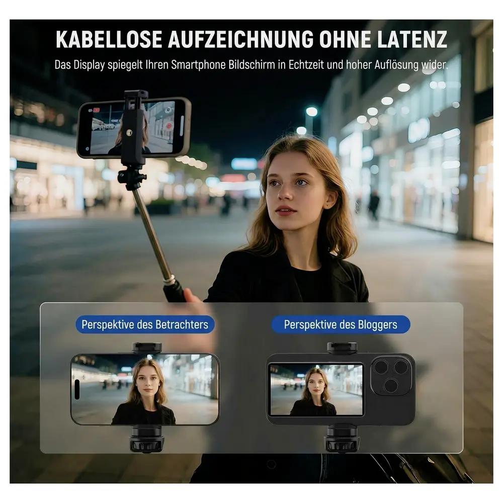 Monitor Selfie për Telefon Neewer M4B, 4", Magnetik, Wireless, Bluetooth, 1500mAh, Rrotullim 180° - Zezë - 2