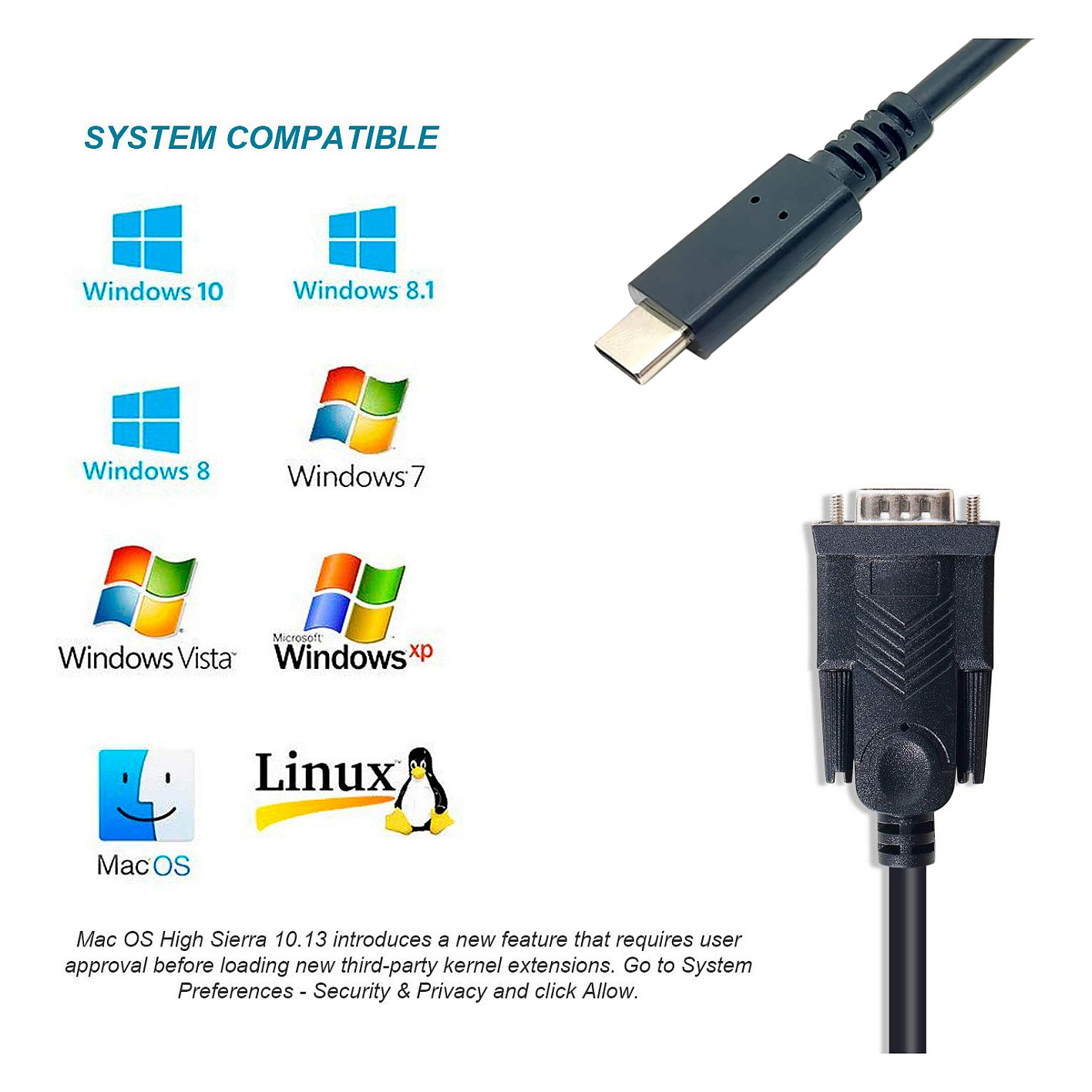 Kabllo Adapter Equip USB-C & Seriell RS232-DB9 St/St 1.50m / e zezë - 6