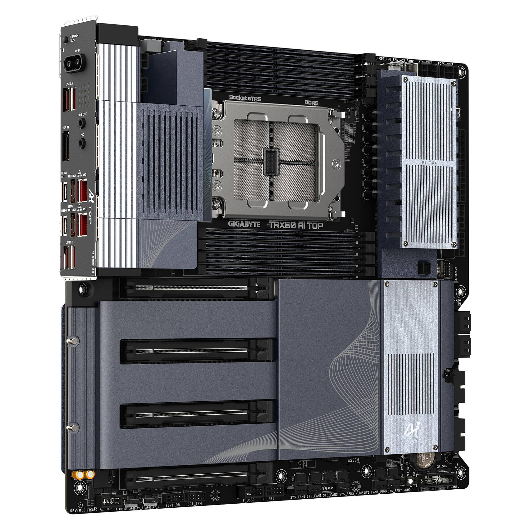 Pllakë Amë Gigabyte TRX50 AI TOP-2B / AMD sTR5 / TRX50 / DDR5 / E-ATX / 10GbE LAN