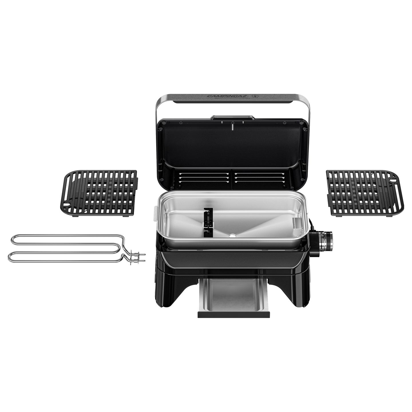 Grill Elektrik CAMPINGAZ Attitude 2GO Electric, 2.2kW, 48x26cm, Gize e Emajlur, Termometër - Zezë - 4