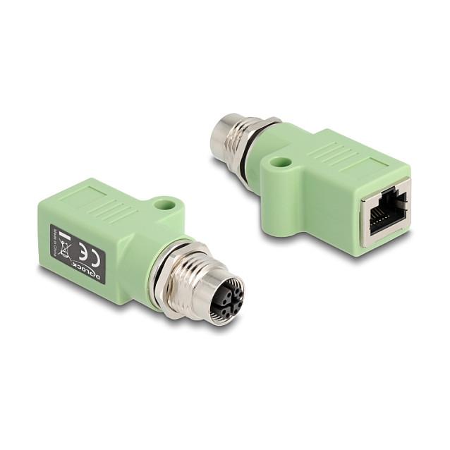 Adapter për Rrjet DeLOCK 60682, M12 X-Koduar 8-Pin Femër në RJ-45 Femër, Cat.5e, STP, me Vrima Montimi – Gjelbër - 1