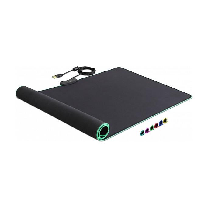 Mauspad USB DeLOCK 12555 / 920 x 303 x 3mm / Ndriçim 7 Ngjyra / Kabllo 2m - Zezë