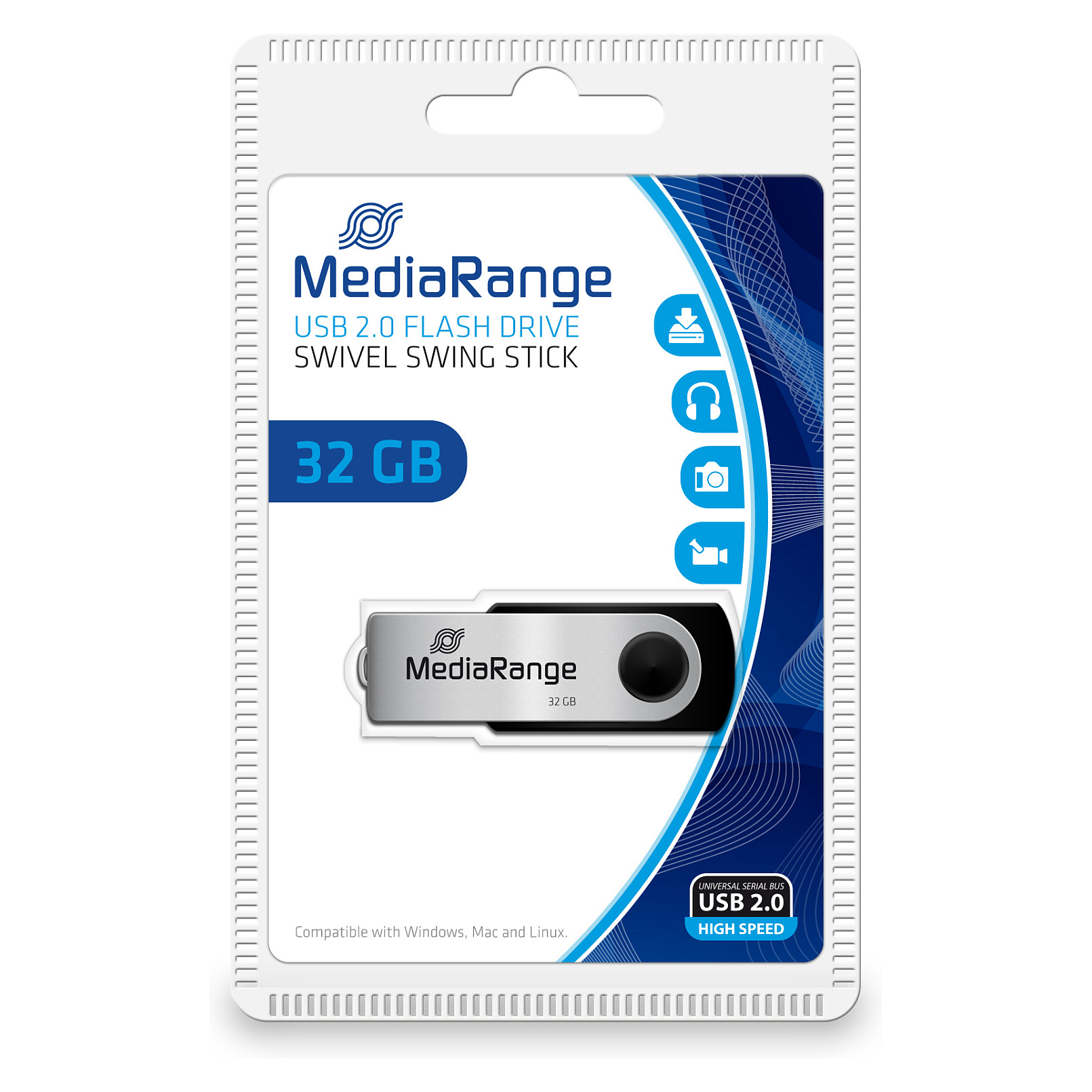 USB Flash Drive STICK 32GB MEDIARANGE MR911 - e zezë dhe hiri - 1